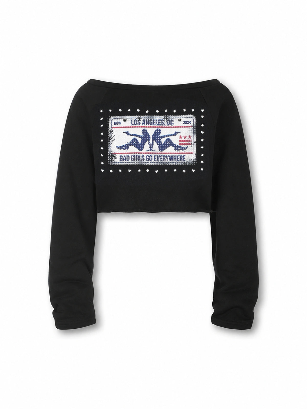 Crop top manches longues Iced Out License Plate-765