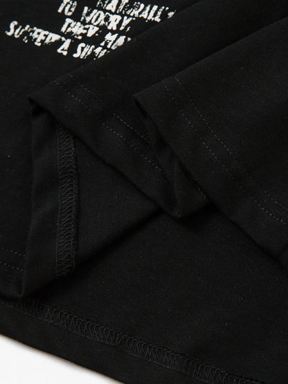 Layered Distorted Statement T-shirt-S1098