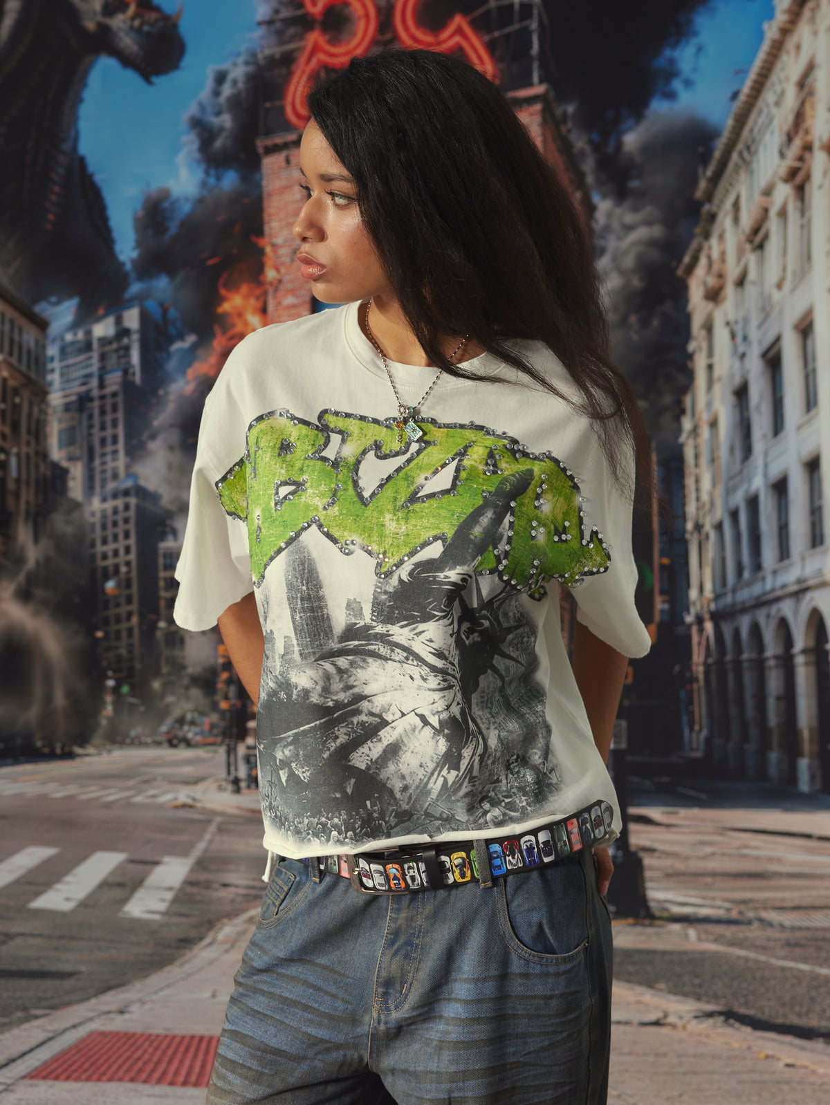 Camiseta Liberty Desgastada con Dobladillo sin Rematar-482