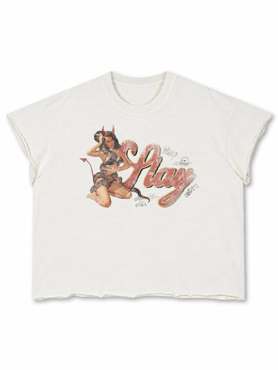 Distressed Devil Girl Boxy Tee-774