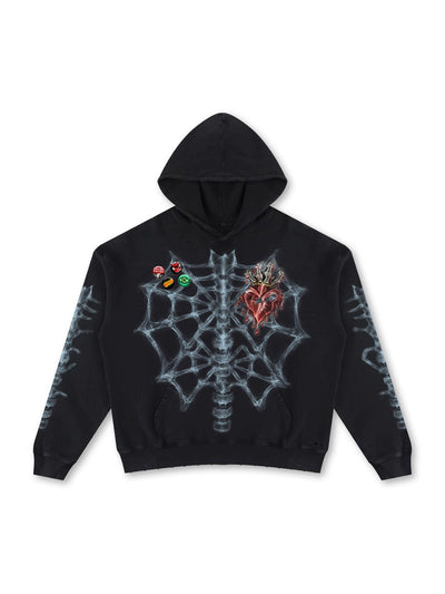 Distressed X-Ray Bone Hoodie-780