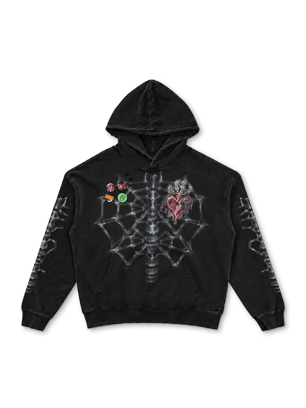 Distressed X-Ray Bone Hoodie-780