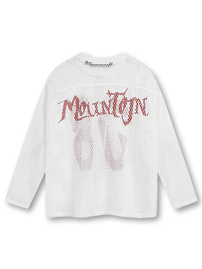 Bold Graphic Mesh Long-Sleeve Top -s906