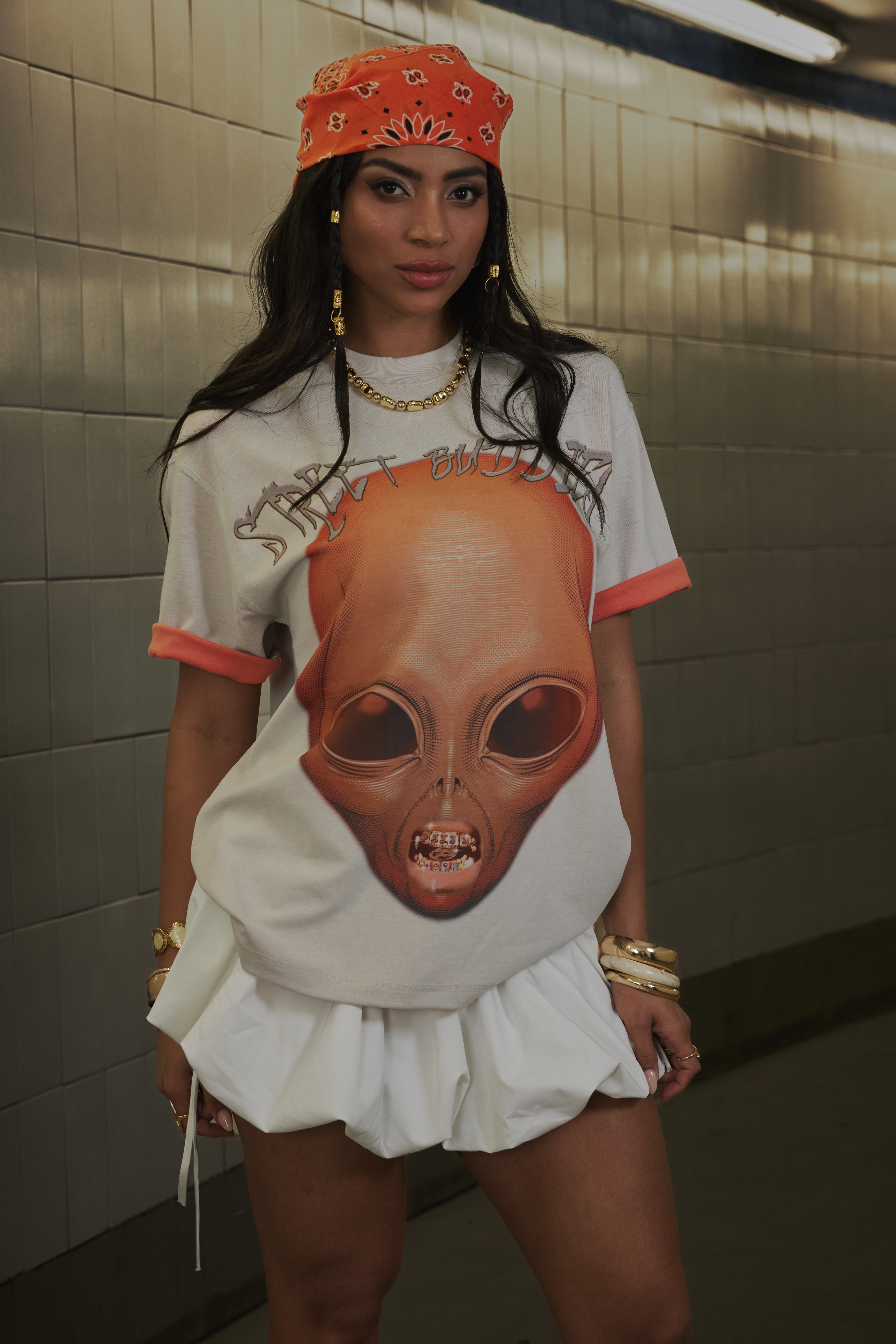Double-Sided Two-Tone Alien Street Buddies T-shirt-248