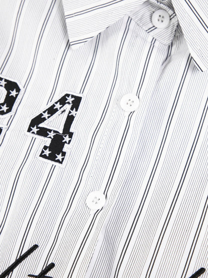 Striped College Print Fitted Shirt-S1109