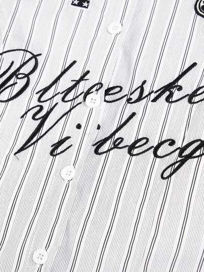 Striped College Print Fitted Shirt-S1109