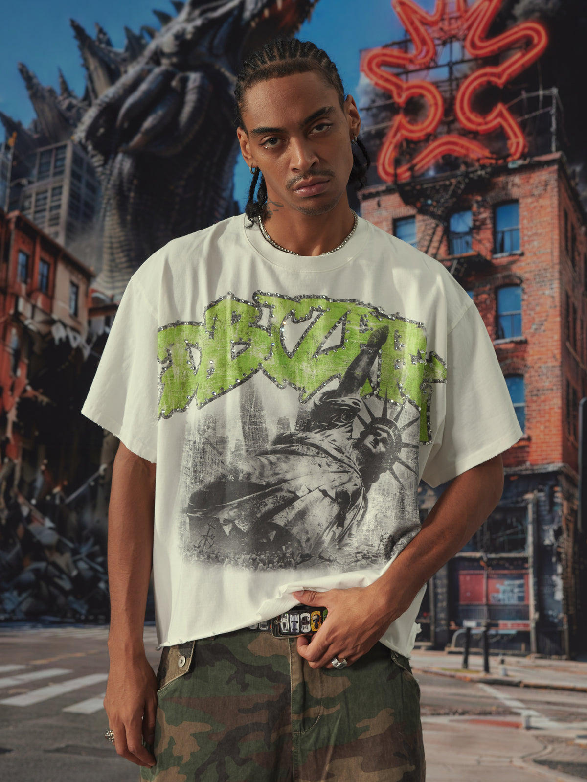 Raw Hem Distressed Liberty Tee-482