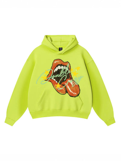 Y2K Grunge Rolling Lips Boxy Hoodie-827