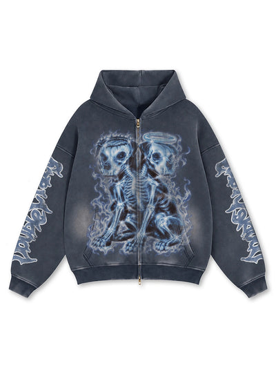 Sudadera con cremallera y capucha Twisted Skull Dog-839