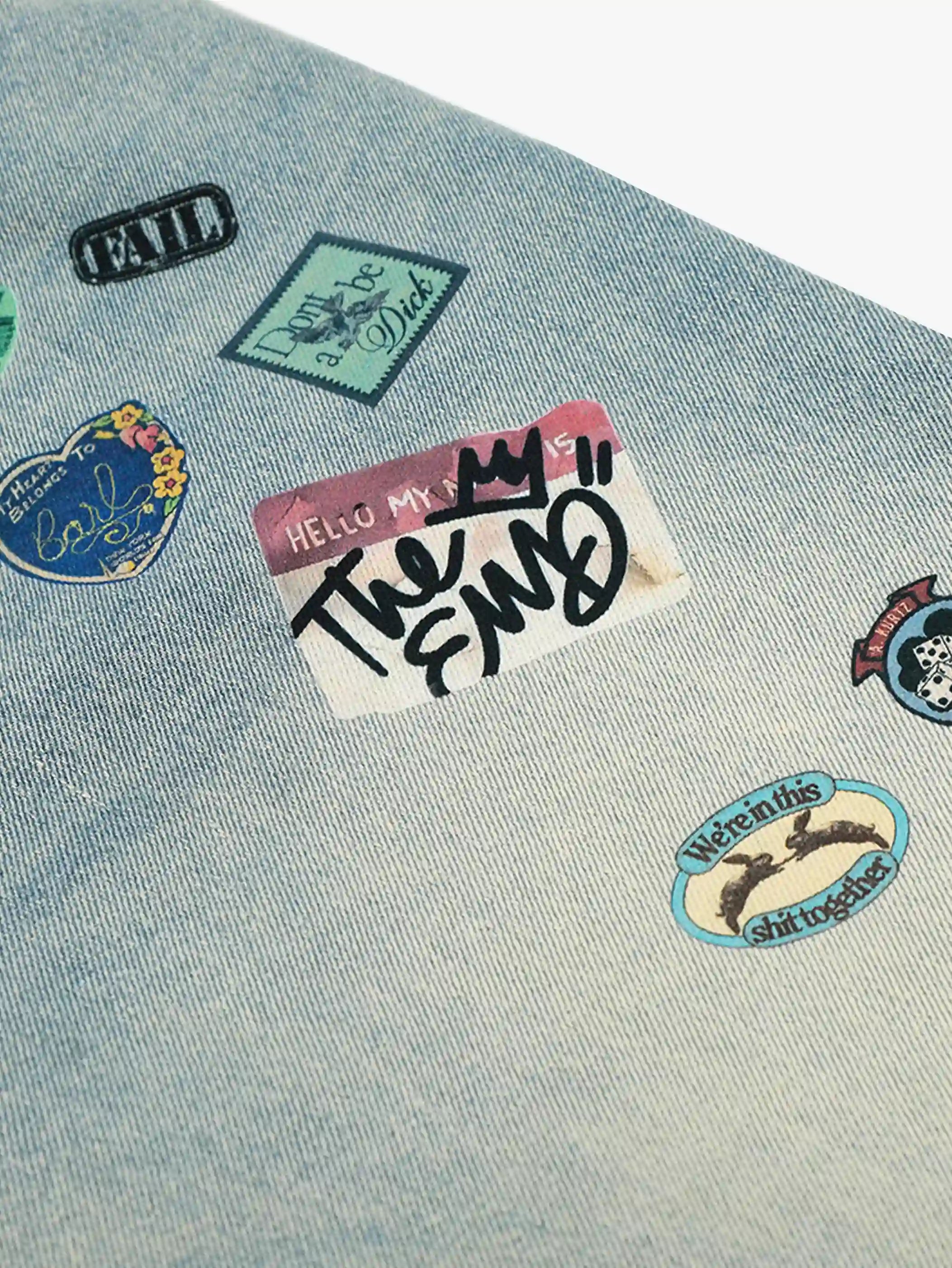 Street Print Wide-Legged Jeans-S1074