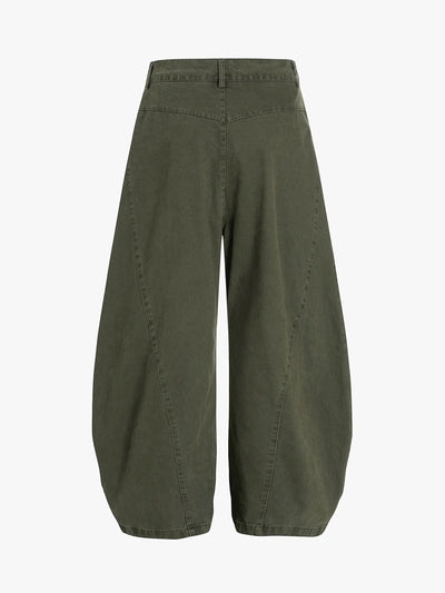 Retro Embroidery Wide Blade Pants-S1120