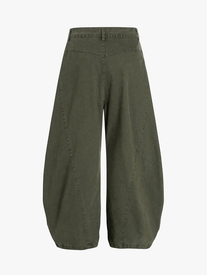 Retro Embroidery Wide Blade Pants-S1120