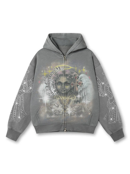 Angelic Cross Zip Hoodie-350