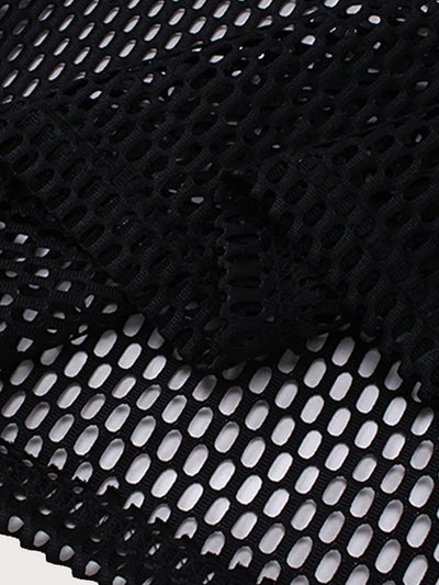 Bold Graphic Mesh Long-Sleeve Top -s906