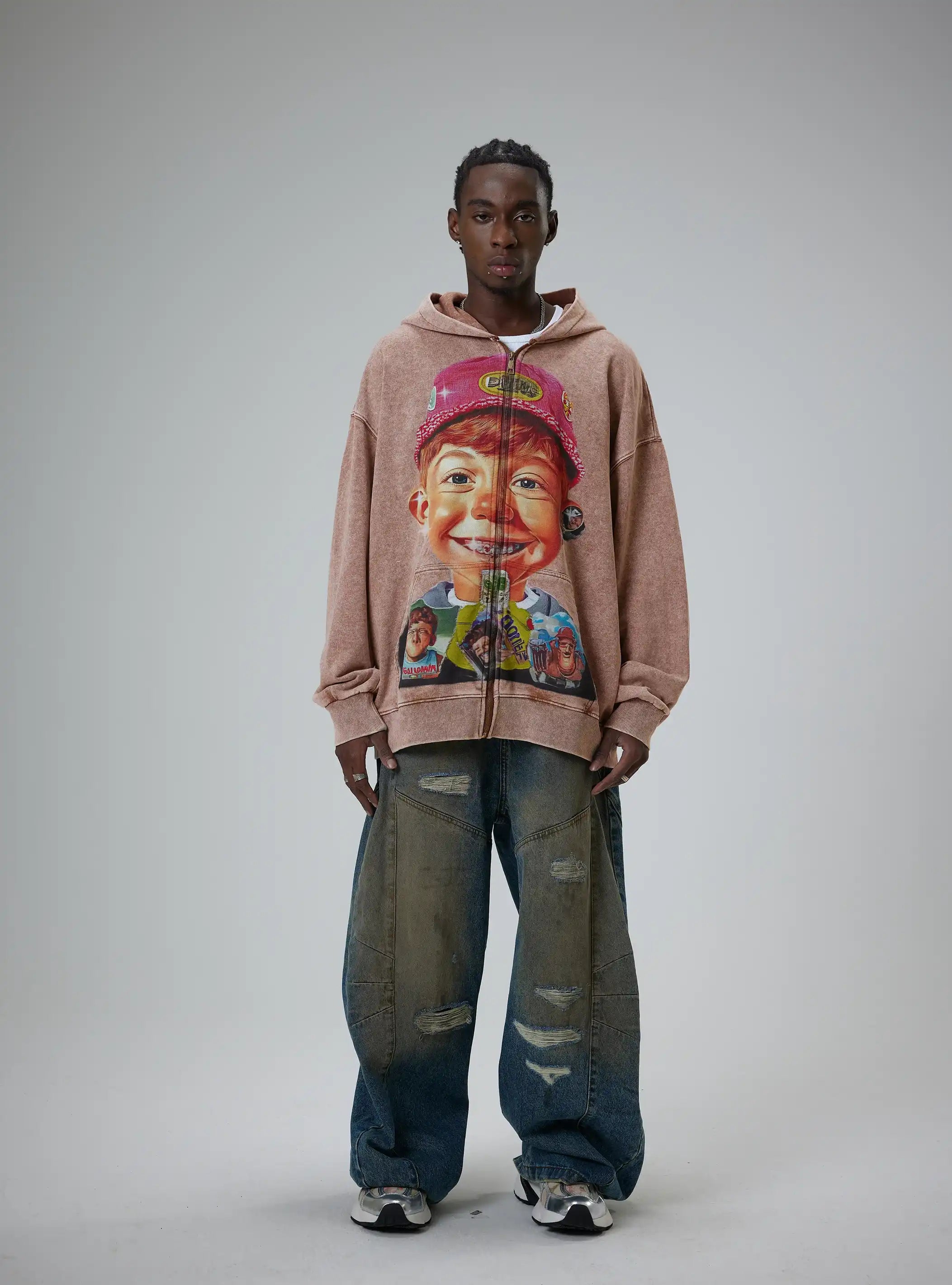 Retro Cartoon Boy Hoodie-066
