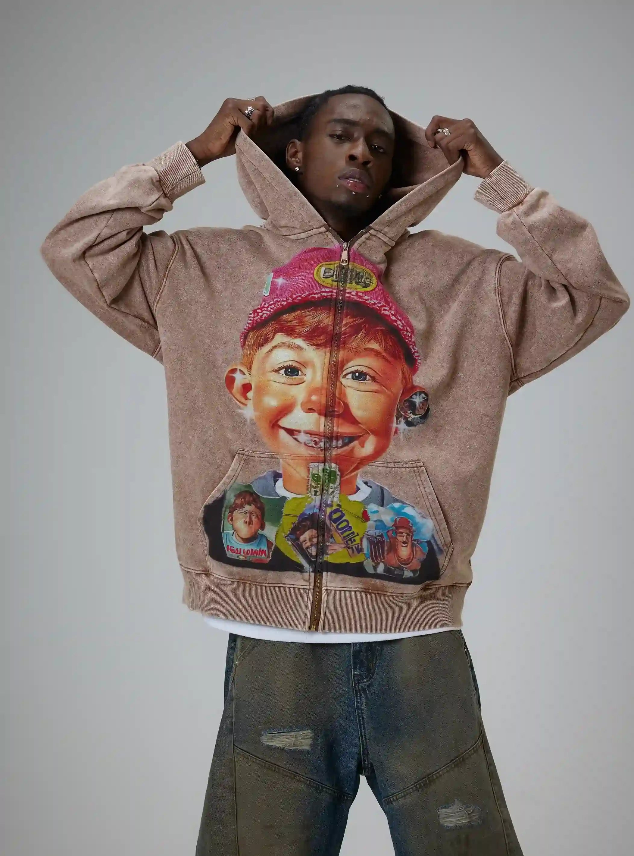 Retro Cartoon Boy Hoodie-066