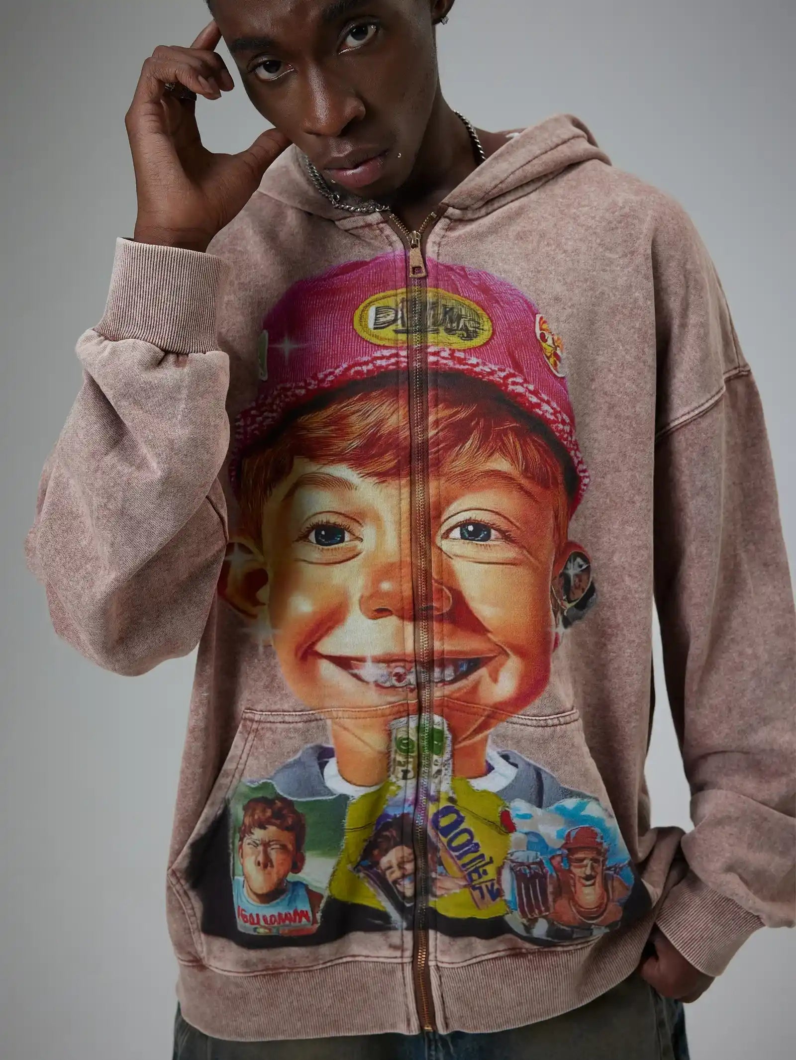 Retro Cartoon Boy Hoodie-066