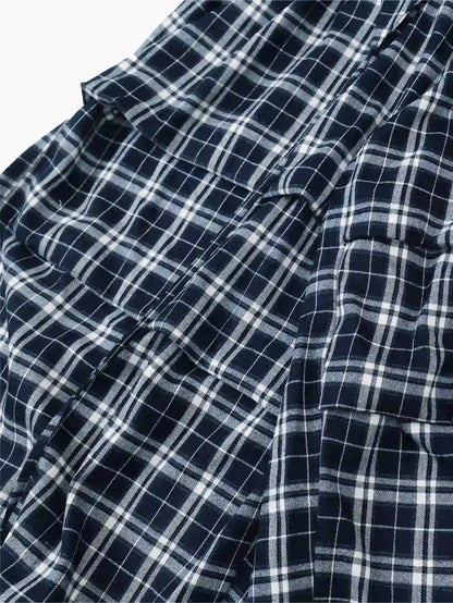 Plaid Loose Fit Layered Cargo Pants-S1041