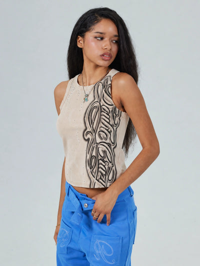 Rhinestone Faded Tribal Tank-695