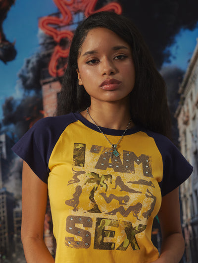 Camiseta corta de camuflaje con tachuelas estilo pin-up-632