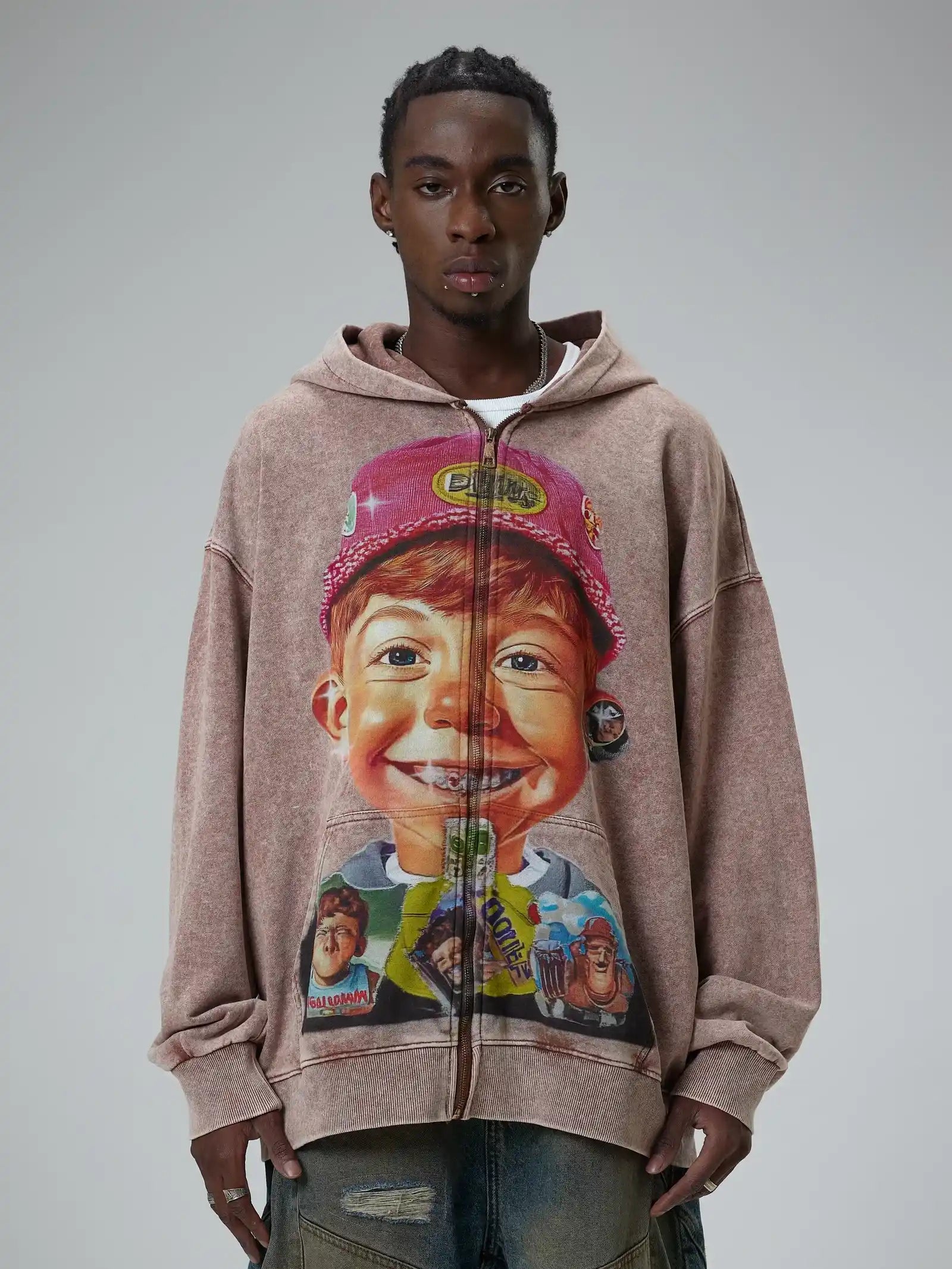 Retro Cartoon Boy Hoodie-066