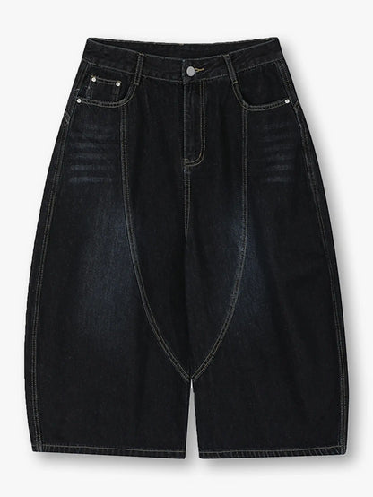 High Waist Wide Leg Denim Bermuda Shorts-S1025