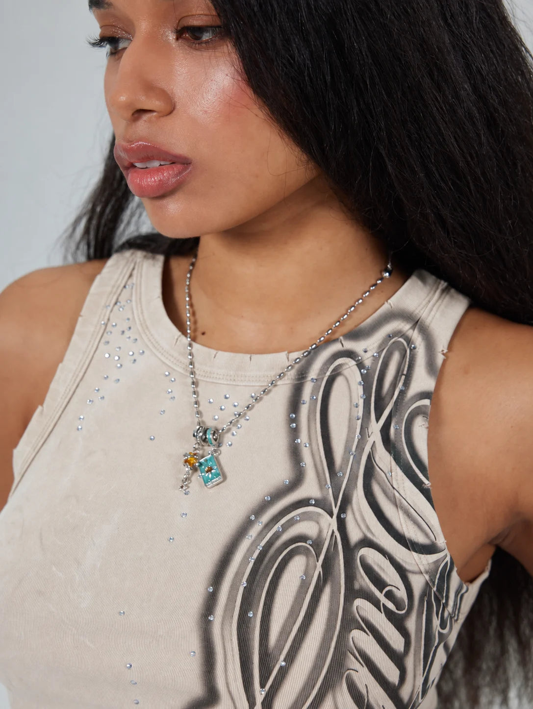 Rhinestone Faded Tribal Tank-695