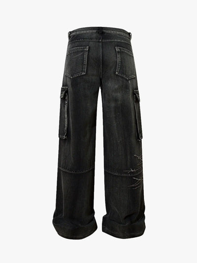 Street Repair Cargo Denim Pants-S1061