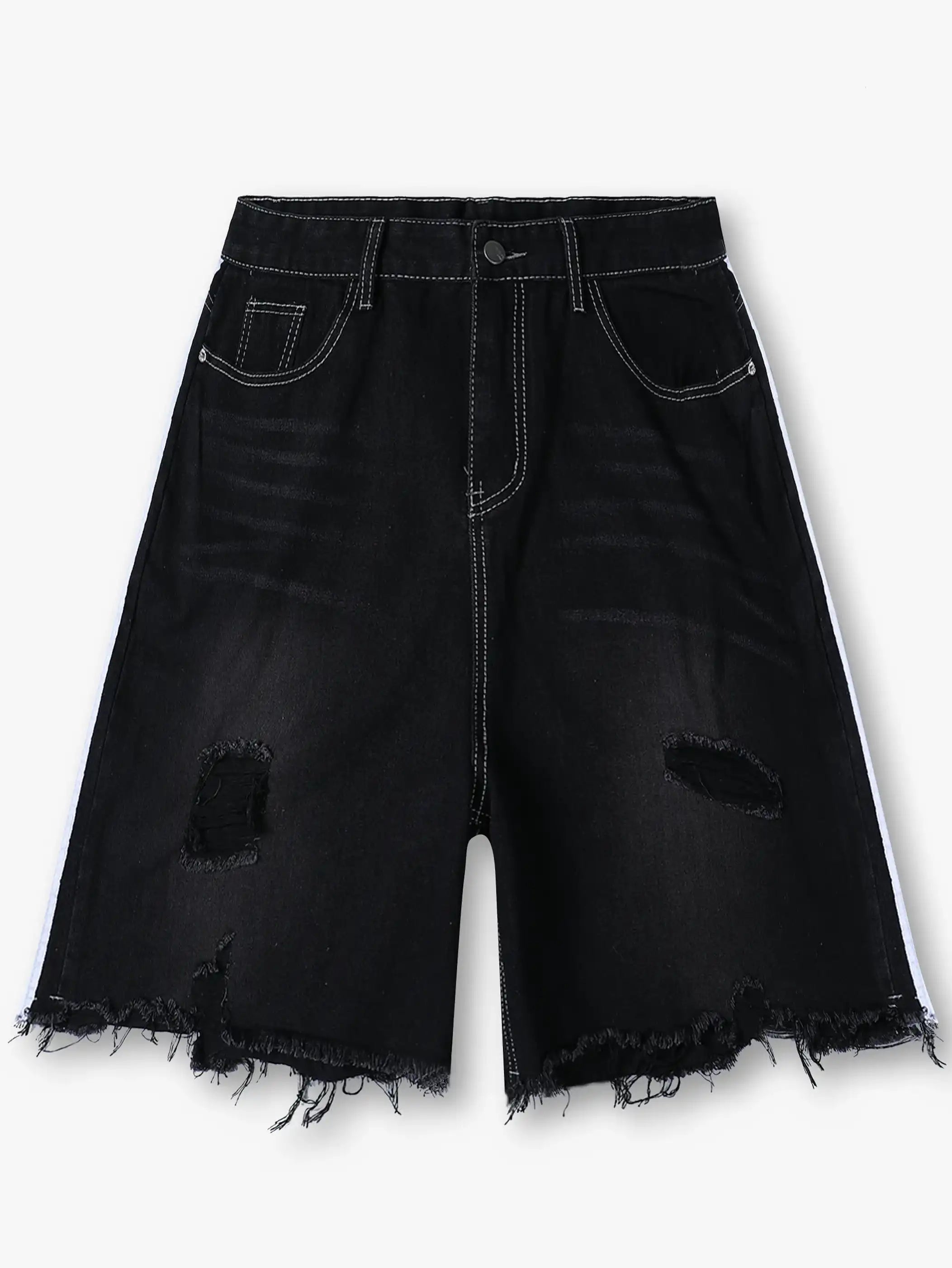 Rebellious Distressed Denim Shorts-S1063