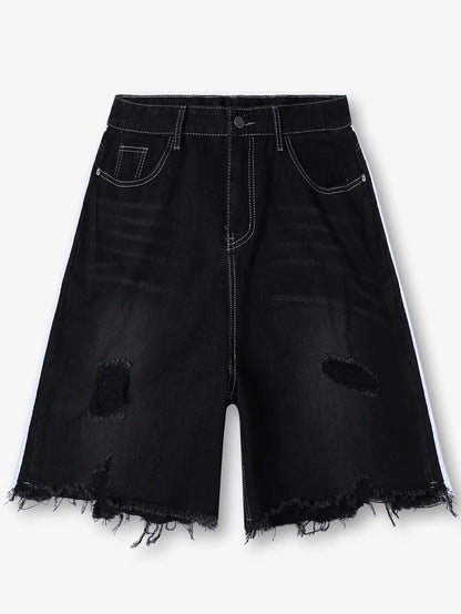 Rebellious Distressed Denim Shorts-S1063