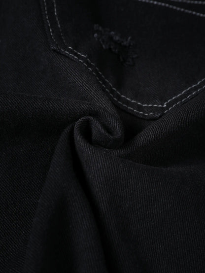 Rebellious Distressed Denim Shorts-S1063