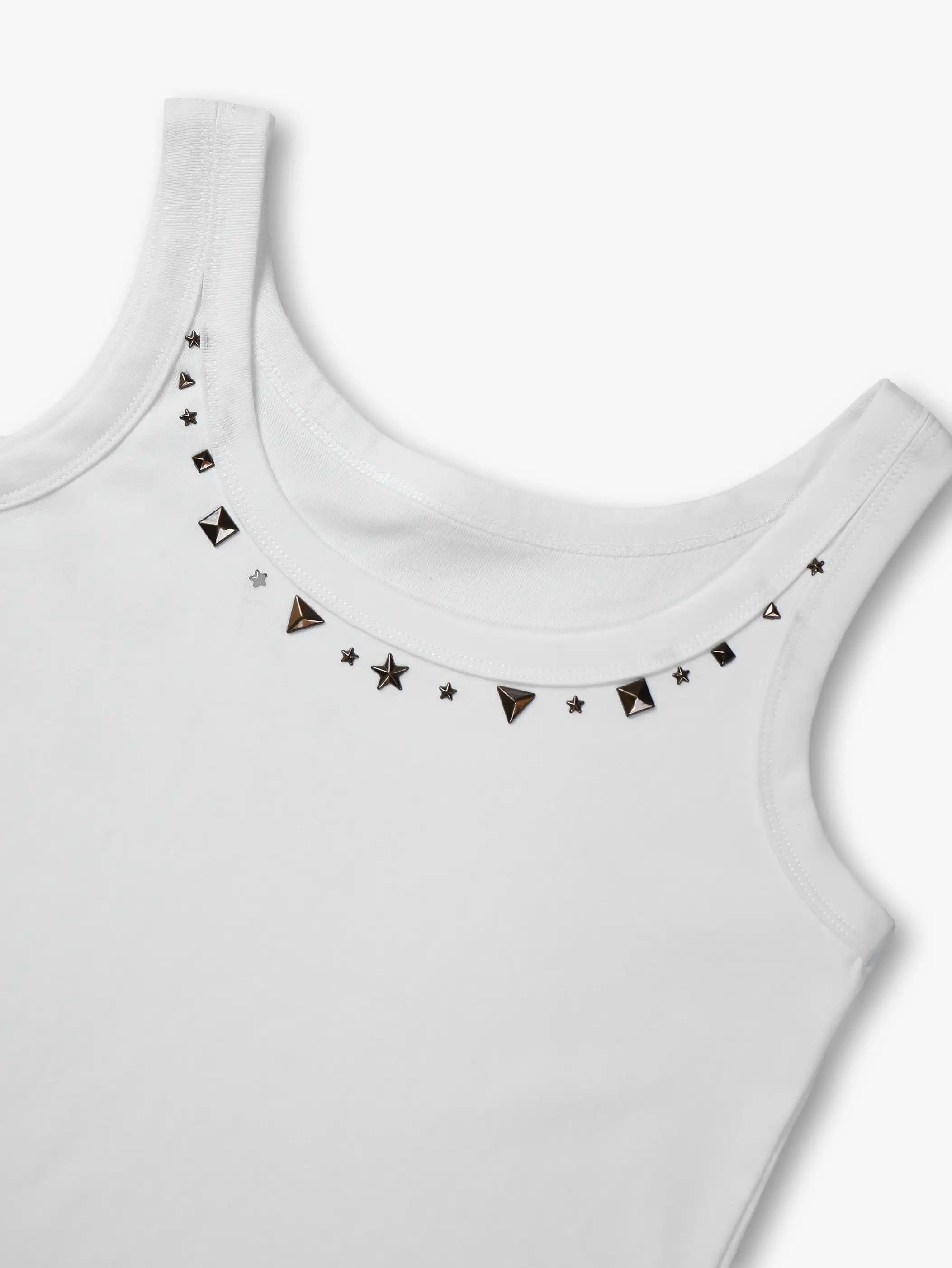 Metal Star Studded Tank T-shirt-260