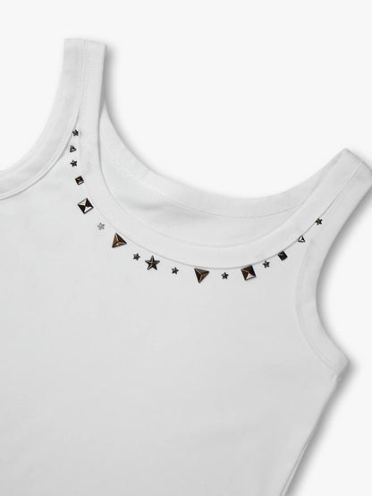 Metal Star Studded Tank T-shirt-260