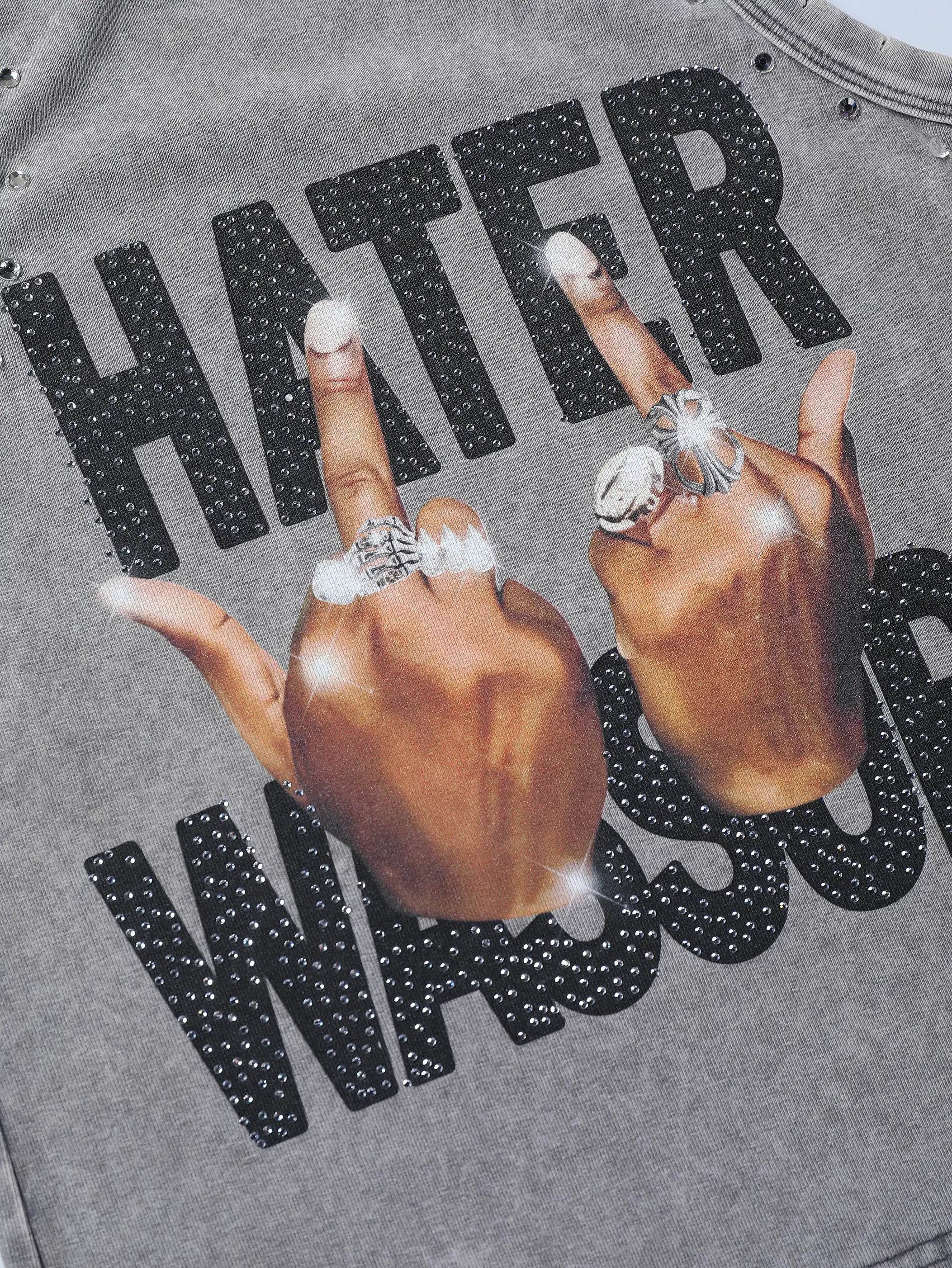 Pink Bling Middle Finger Women Vest-249