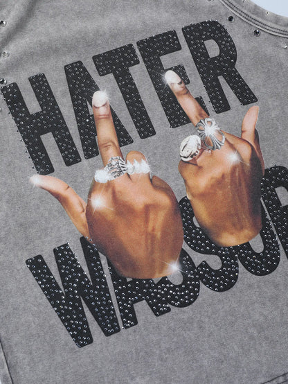 Pink Bling Middle Finger Women Vest-249