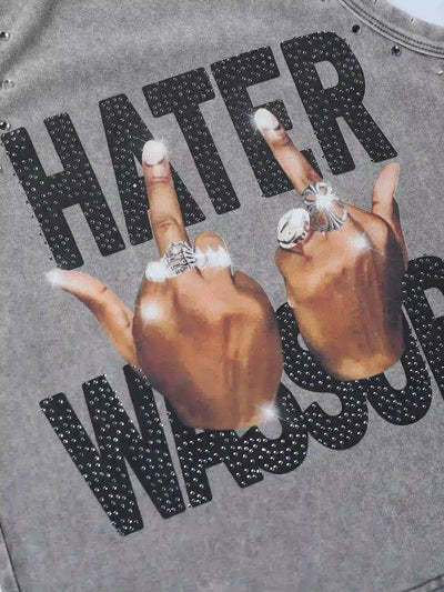 Pink Bling Middle Finger Women Vest-249