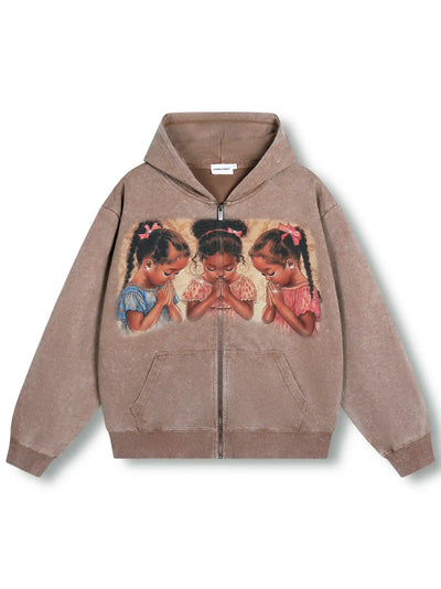 Sudadera con capucha Corazones fieles y oración-150