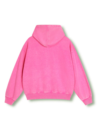 Bold Lip Graphic Pink Hoodie with Zipper - 029