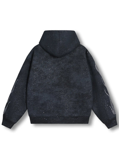 DOUBLECRAZY Flame Man Diamond Gradient Vintage Hoodie - 043