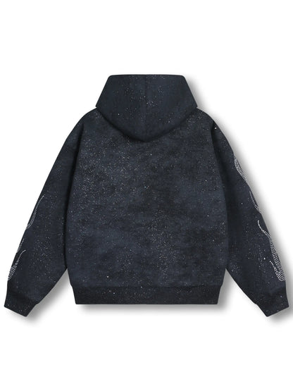 DOUBLECRAZY Flame Man Diamond Gradient Vintage Hoodie - 043