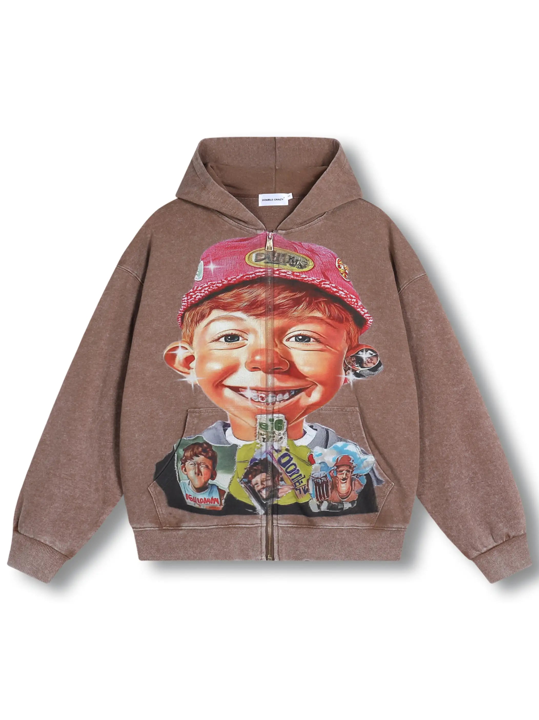 Retro Cartoon Boy Hoodie - 066