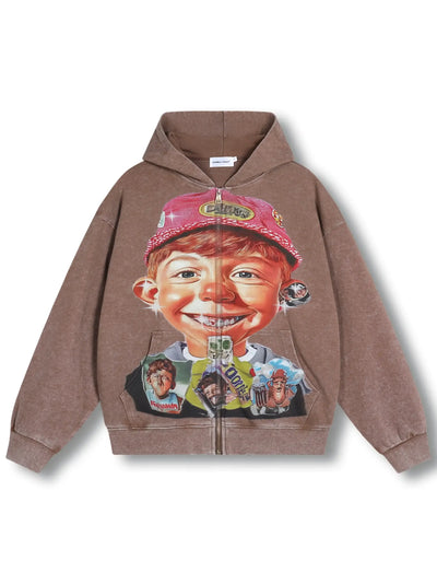 Retro Cartoon Boy Hoodie-066