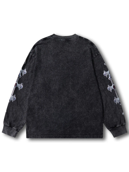 Colorful Chain Cross Graphic Long Sleeve -107