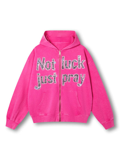 Diamond Graffiti No Luck Just Pray Hoodie-069L