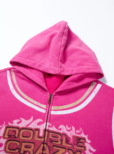 Flame Burst Zip Hoodie-379