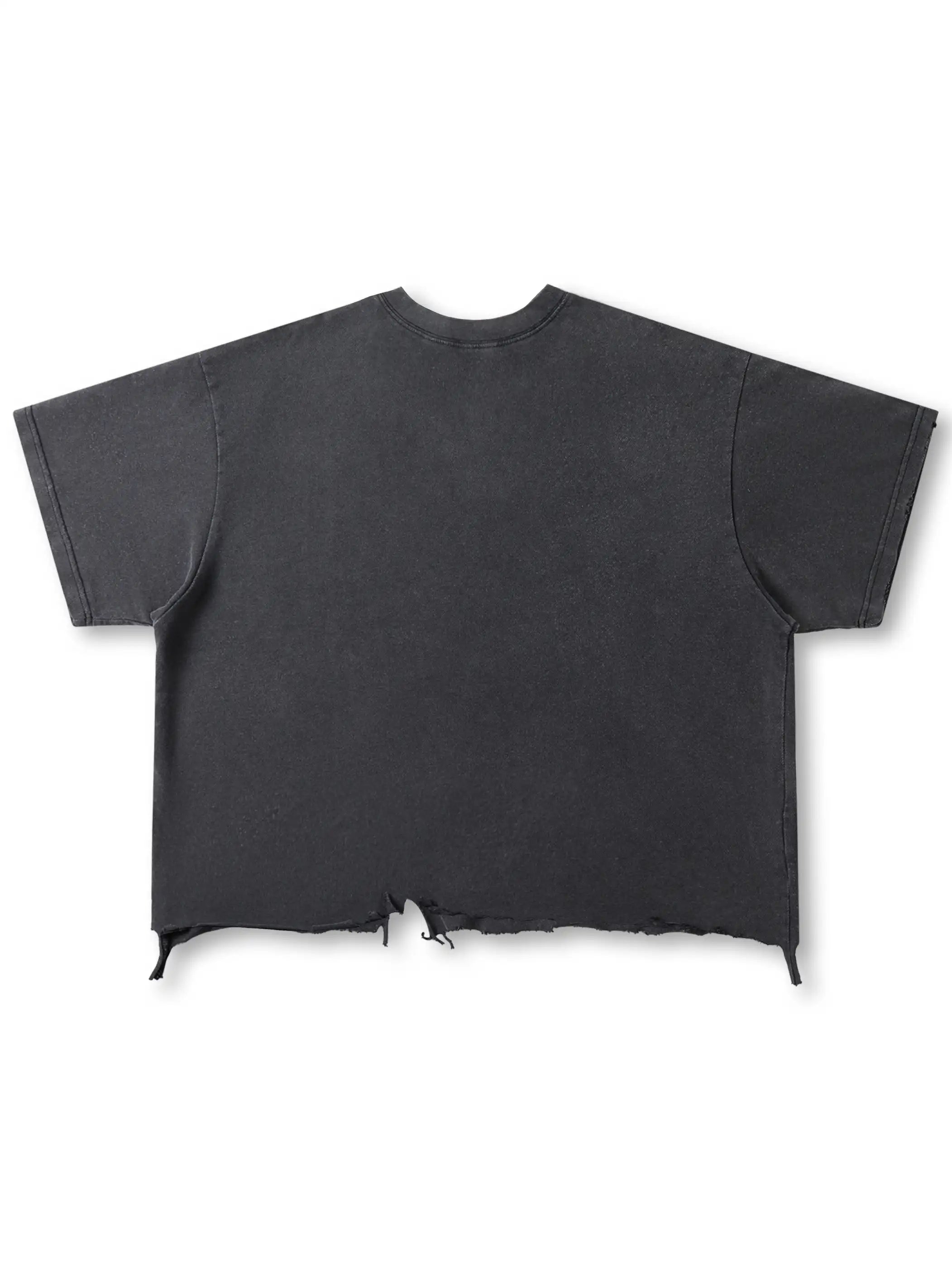 Iced-Eye Faded Raw Hem Graphic Tee-463
