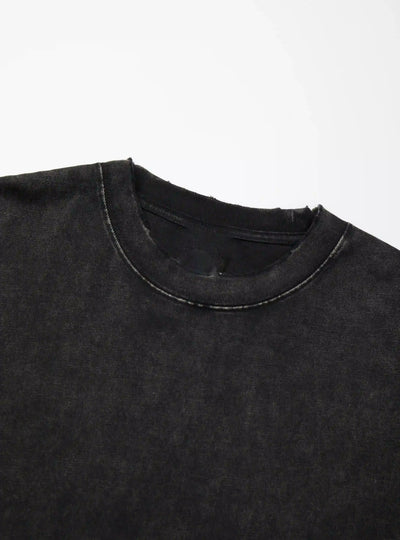 Iced-Eye Faded Raw Hem Graphic Tee-463