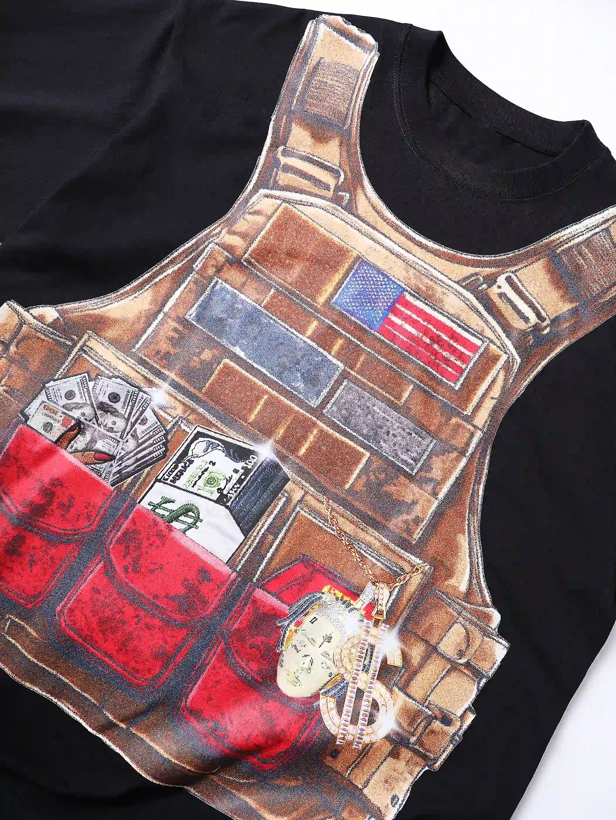 Tactical Vest Graphic Street T-shirt -082