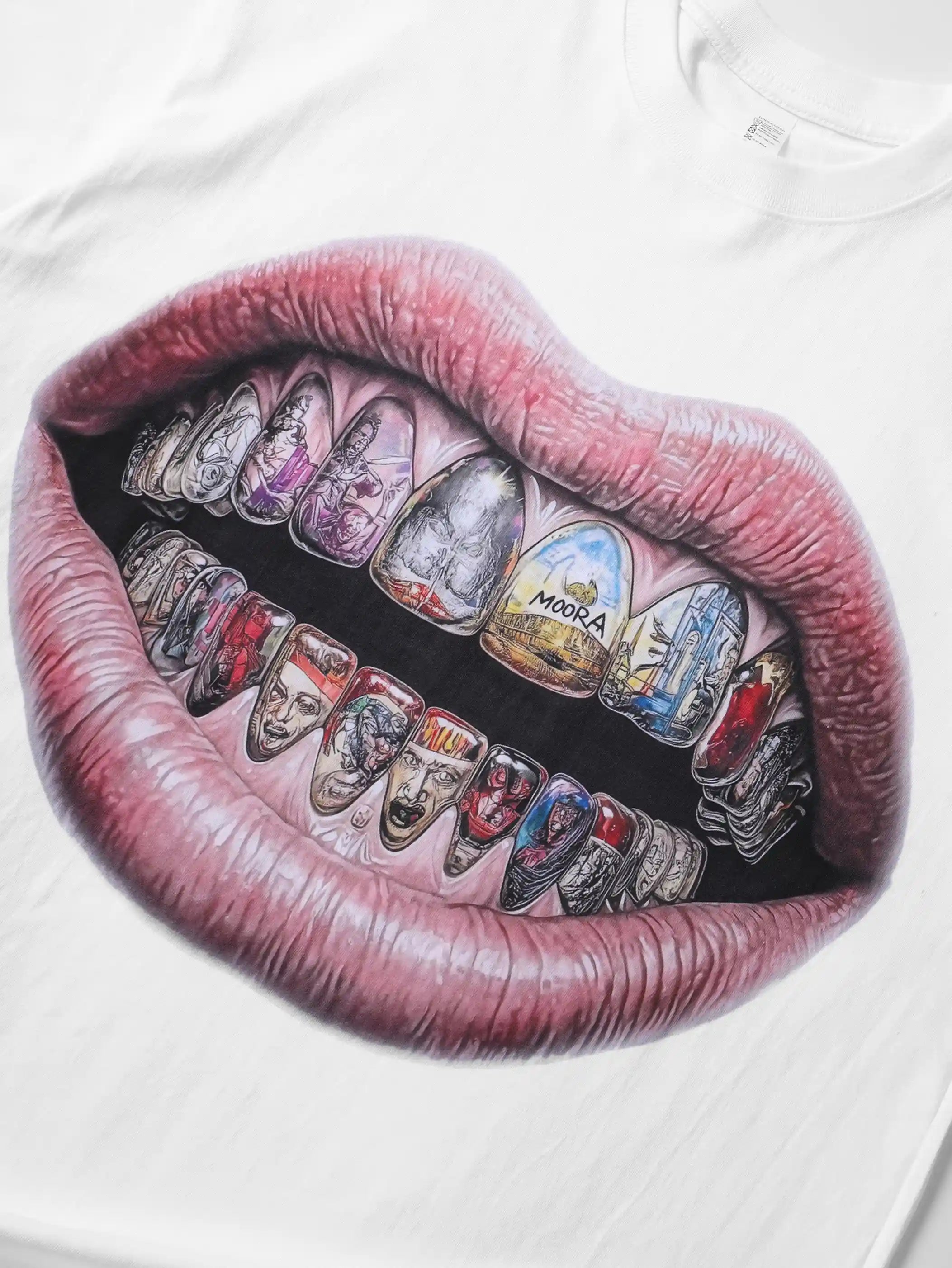 Art-Inspired Diamond Mouth T-shirt - 063