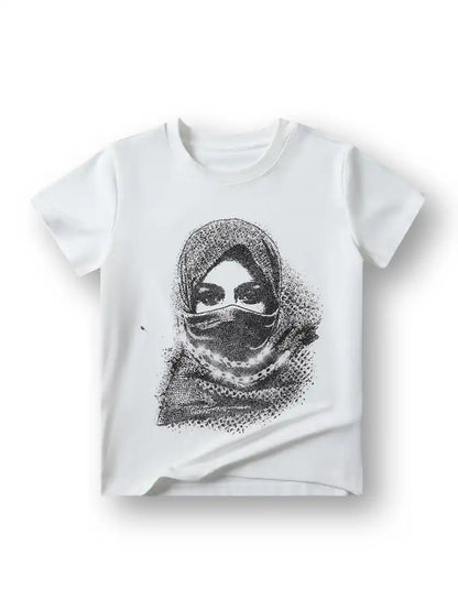 Trendy Hijab Print Cropped Baby Tee- 154